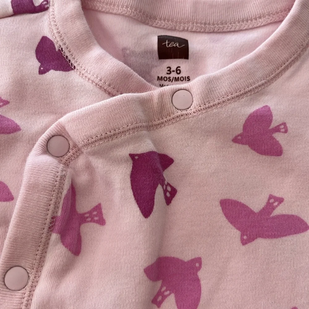 Tea Collection Baby Footie Birds Print 3-6M